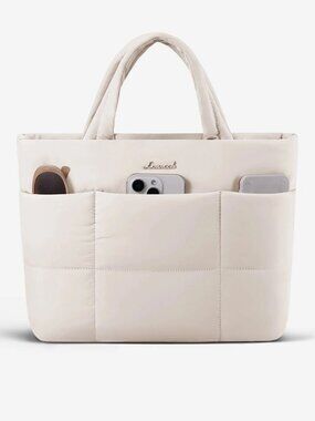 Lovevook ivory puffer tote lightweight, water resistant multiple pockets